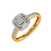 Modernist Square Double Halo Diamond Ring in 14K Gold