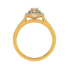 Modernist Square Double Halo Diamond Ring in 14K Gold