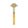 Modernist Square Double Halo Diamond Ring in 14K Gold