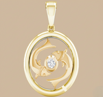 Celestial Flow: 18K Gold & Diamond Pisces Pendant